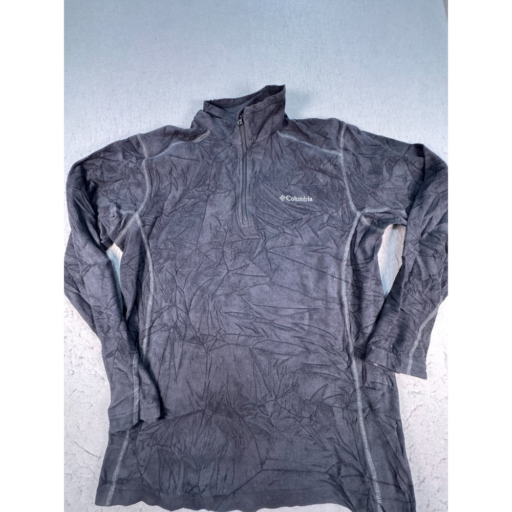 Columbia Women Small Black Quarter Zip Fleece Sweatshirt Logo Hiking Outdoor